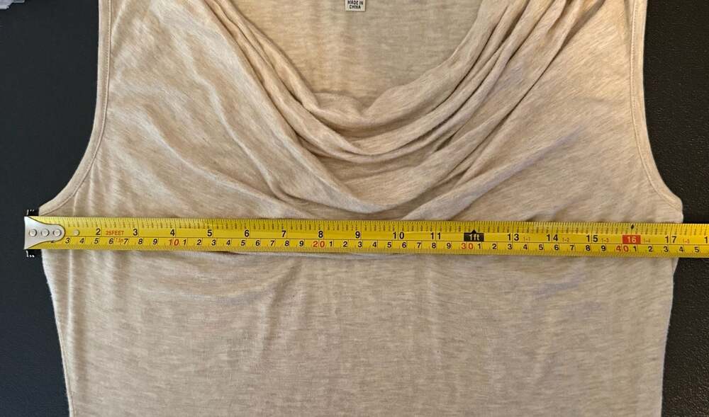 Max Studio Heathered Beige Cowl Neck Sleeveless Top Size M - Picture 7 of 7